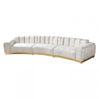 Nova Michelle Ivory Velvet 3-Piece Curved 165" Sectional