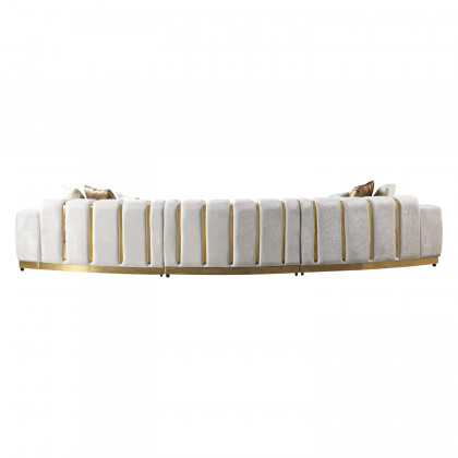 Nova Michelle Ivory Velvet 3-Piece Curved 165" Sectional