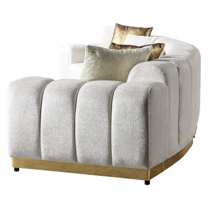 Nova Michelle Ivory Velvet 3-Piece Curved 165" Sectional