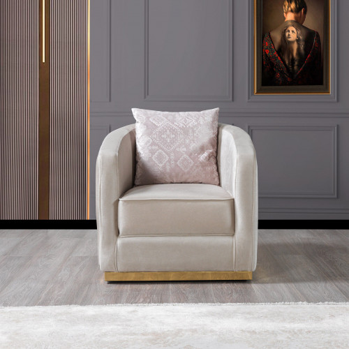 Nova - Milena Velvet Chair in Ivory