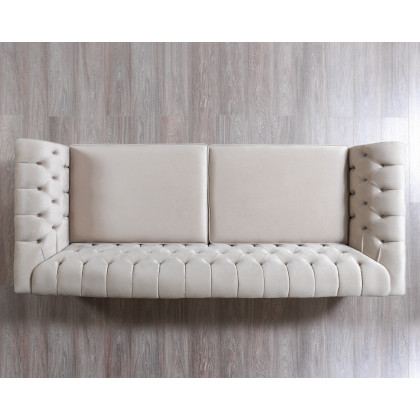 Nova - Milena Velvet Sofa & Loveseat in Ivory