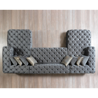 Nova Neva Gray Velvet Double Chaise 138" Sectional