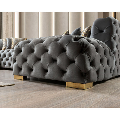 Nova Neva Gray Velvet Double Chaise 138" Sectional