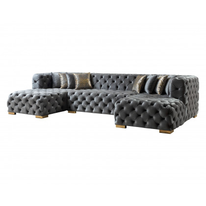 Nova Neva Gray Velvet Double Chaise 138" Sectional