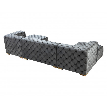 Nova Neva Gray Velvet Double Chaise 138" Sectional