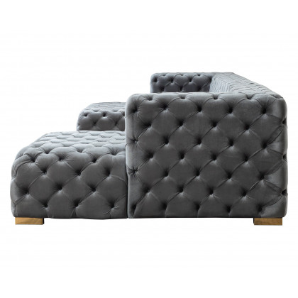 Nova Neva Gray Velvet Double Chaise 138" Sectional