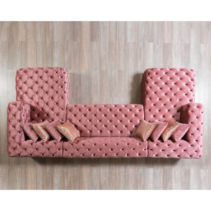 Nova Neva Pink Velvet Double Chaise 138" Sectional