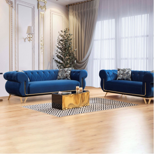Nova - Rosy Navy Velvet Sofa & Loveseat