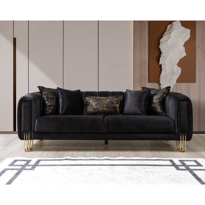 Nova - Santana Black Velvet Sofa 89" & Loveseat 69"