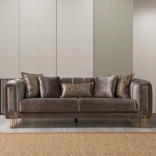 Nova Santana Velvet Sofa - Coffee