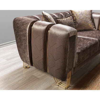 Nova Santana Velvet Sofa & Loveseat - Coffee