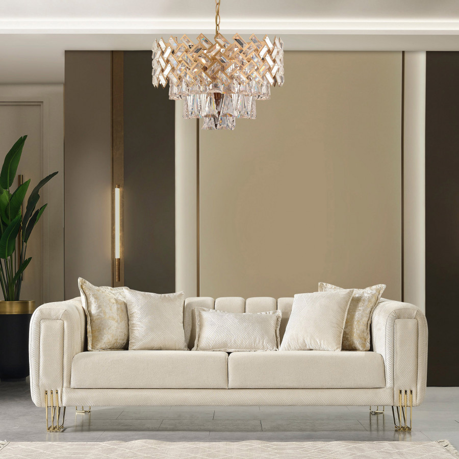 Nova Santana Velvet Sofa - Ivory