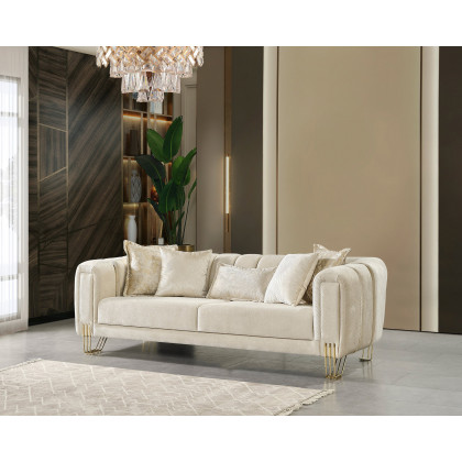 Nova Santana Velvet Sofa - Ivory