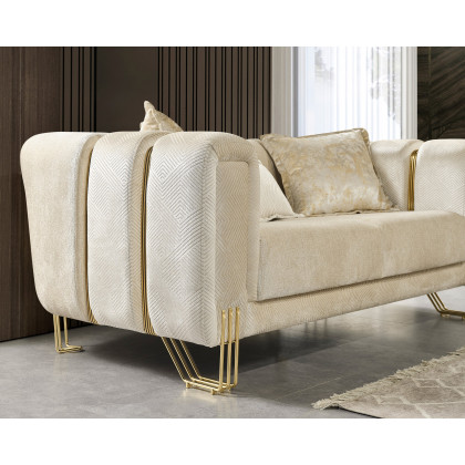 Nova Santana Velvet Sofa - Ivory