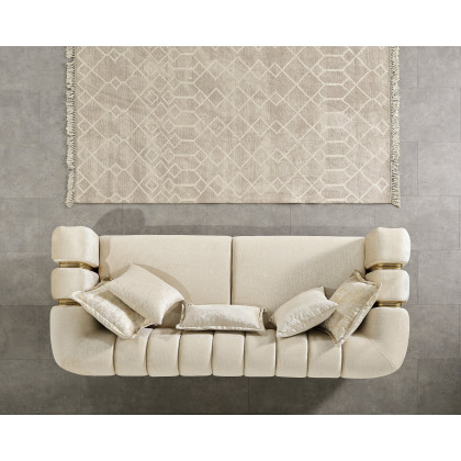 Nova Santana Velvet Sofa - Ivory