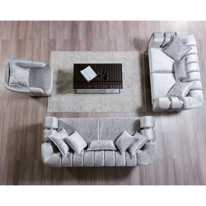 Nova Santana Velvet Sofa & Loveseat - Silver