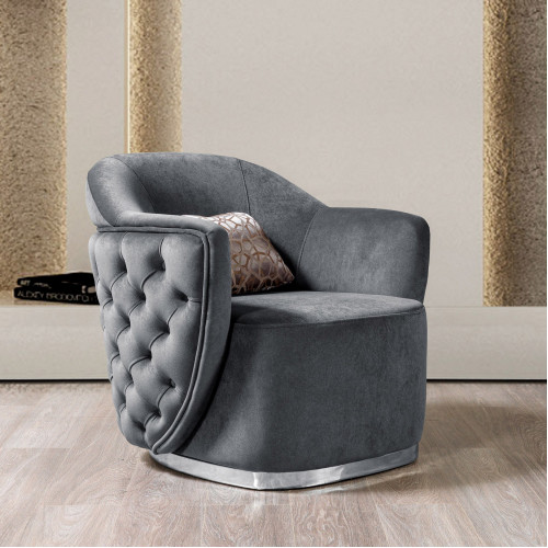 Nova - Victoria Gray Velvet Chair