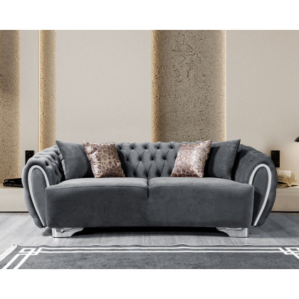 Nova - Victoria Gray Velvet Sofa 99" & Loveseat 79"