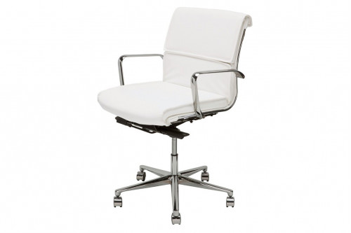 Nuevo™ Lucia Office Chair - White Naugahyde Seat, L23'' x W26'' x H36-39''
