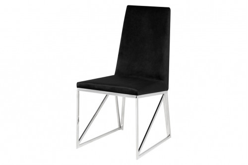 Nuevo™ - Caprice Dining Chair Black Velour Seat Polished Stainless Frame