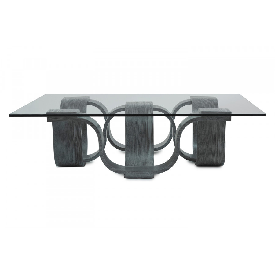 Oggetti Square Cocktail Table - Gray, 45", with Glass