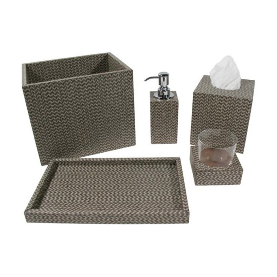 Oggetti Gray Chevron Bath Waste Basket - Gray