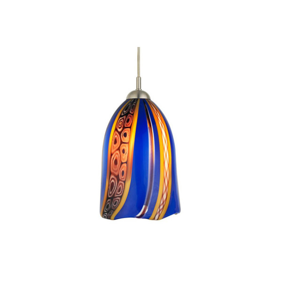 Oggetti Fiore Pendant E26 - Cobalt, no Canopy, Satin Nickel