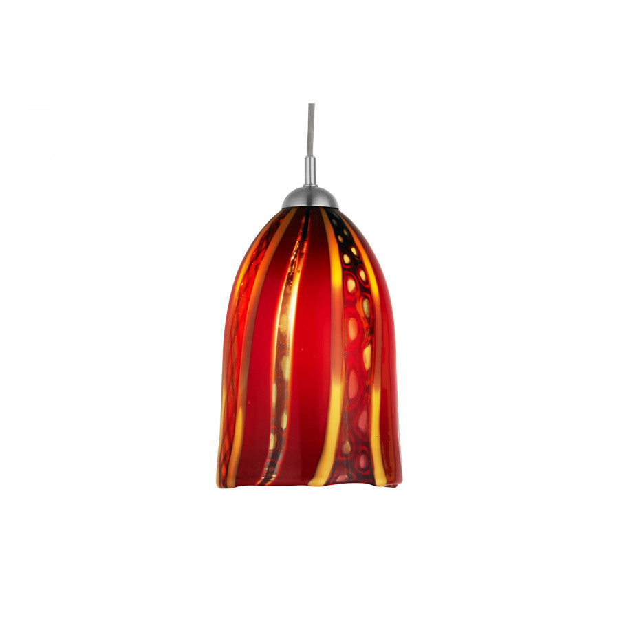 Oggetti Fiore Pendant G9 LED - Red, no Canopy, Satin Nickel