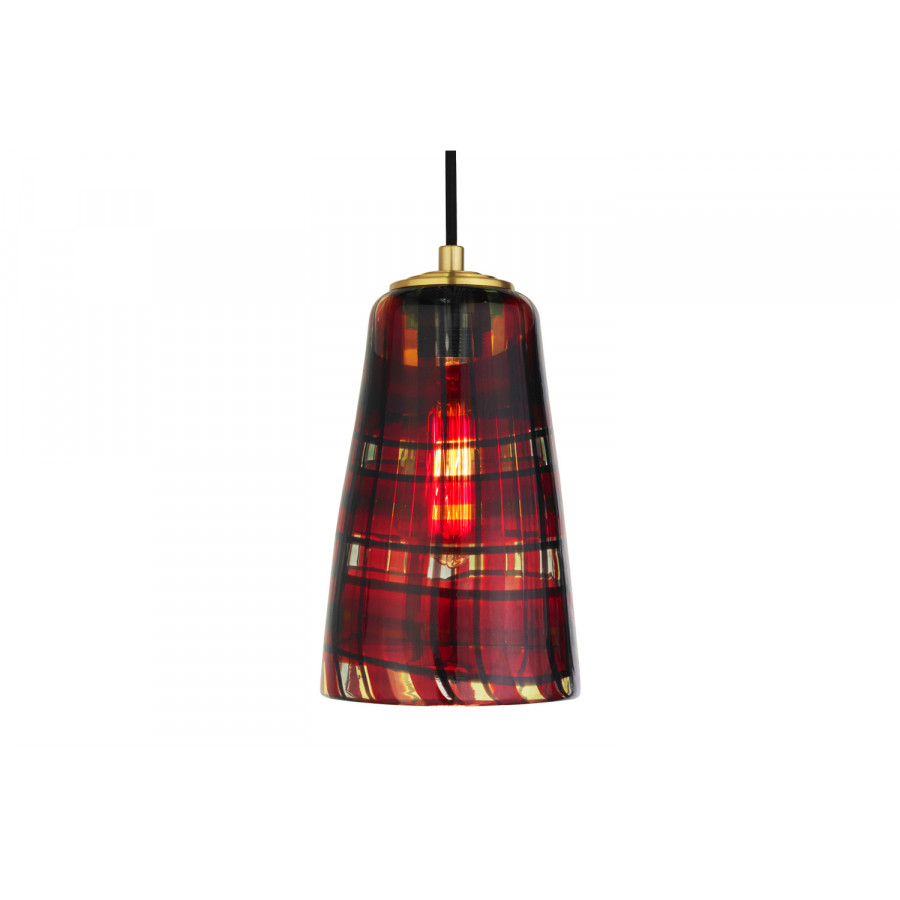Oggetti Tartan Pendant - Red, Brass