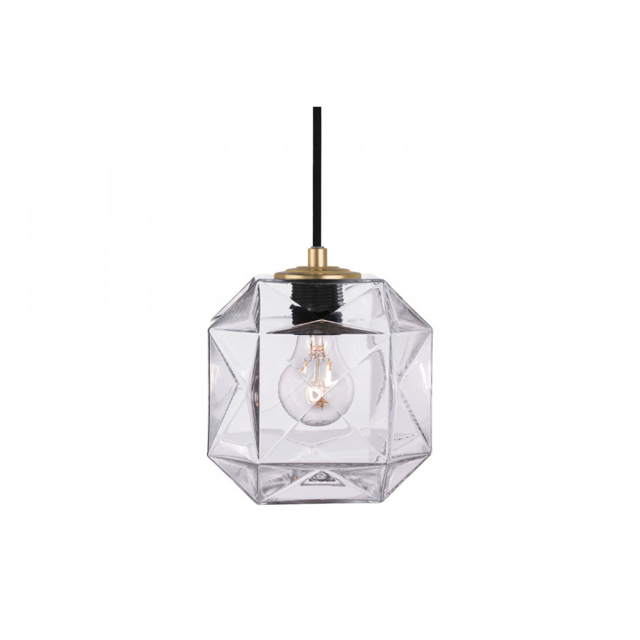 Oggetti Mimo Cube Pendant - Clear, Brass