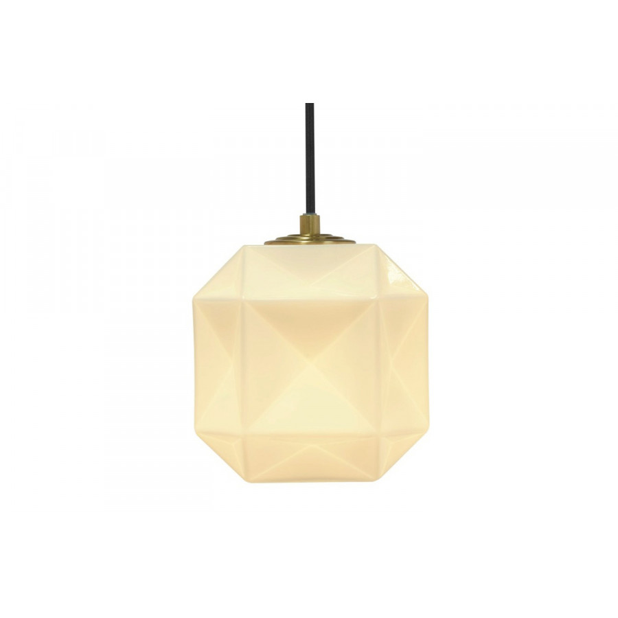 Oggetti Mimo Cube Pendant - White, Brass