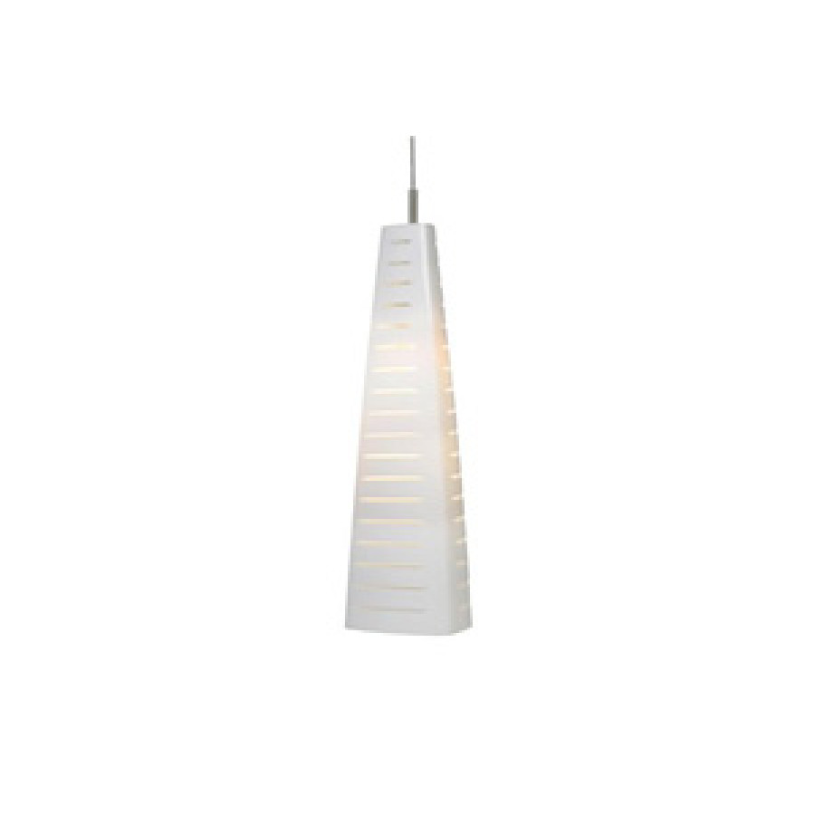 Oggetti Mesa Pendant - White/Clear, Satin Nickel, no Canopy