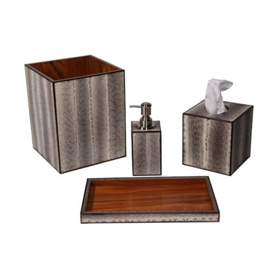 Oggetti Snakeskin Bath Soap Dispenser - Antique White/Natural Snakeskin/Satin Nickel