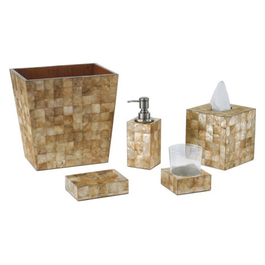 Oggetti Golden Capiz Bath Glass Holder - Gold