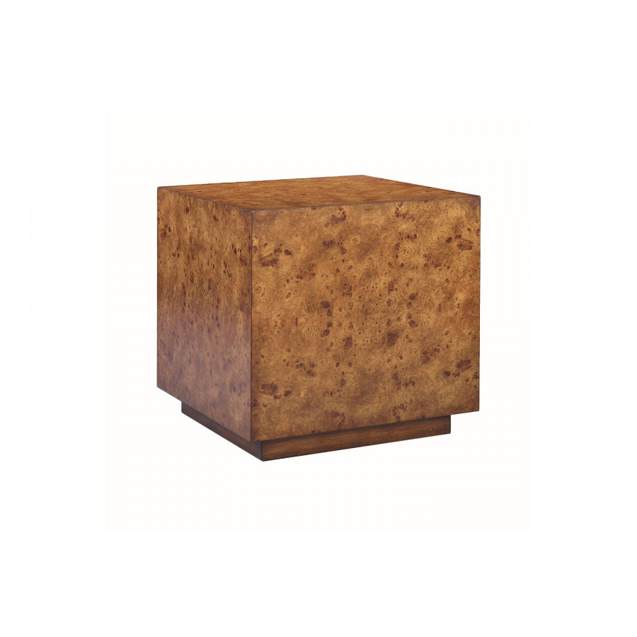 Oliver Cube Side Table - Rustic/Mappa Burl Veneer