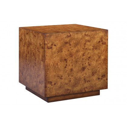 Oliver Cube Side Table - Rustic/Mappa Burl Veneer