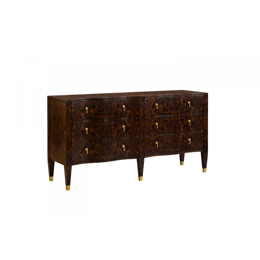 Oliver - Serpentine Dresser in Natural/Walnut Burl Veneer