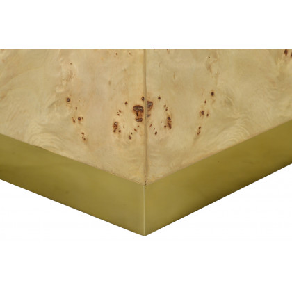 Oliver Cube Side Table - Clear/Mappa Burl Veneer