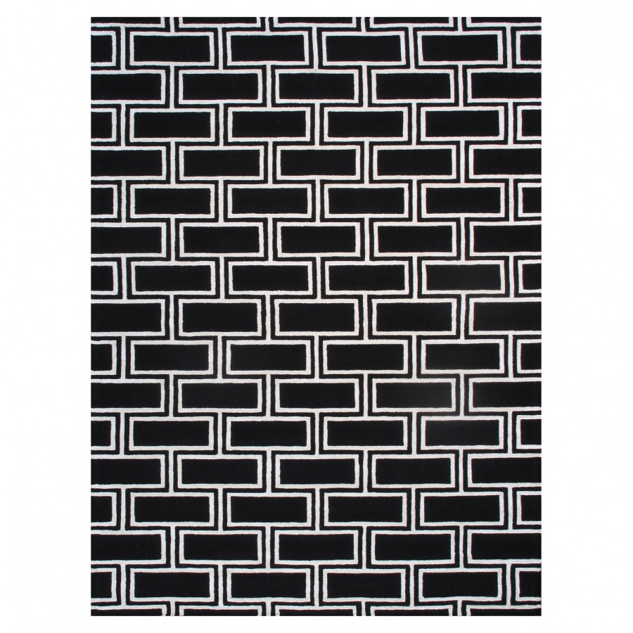 Pasargad Edgy Collection Hand-Tufted Bamboo Silk and Wool Black Area Rug 60'' x 96'' (PVNY-21 5X8)