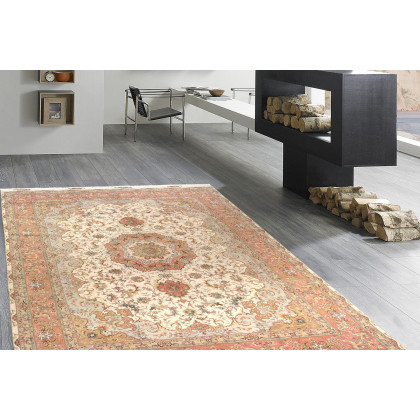 Pasargad - Tabriz Collection Hand-Knotted Silk and Wool Area Rug 98'' x 140'' (022507)