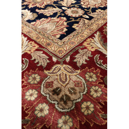 Pasargad - Agra Collection Hand-Knotted Lamb's Wool Area Rug in Navy/Red, 109" x 145" (025681)