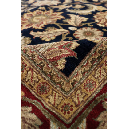 Pasargad - Agra Collection Hand-Knotted Lamb's Wool Area Rug in Navy/Red, 109" x 145" (025681)