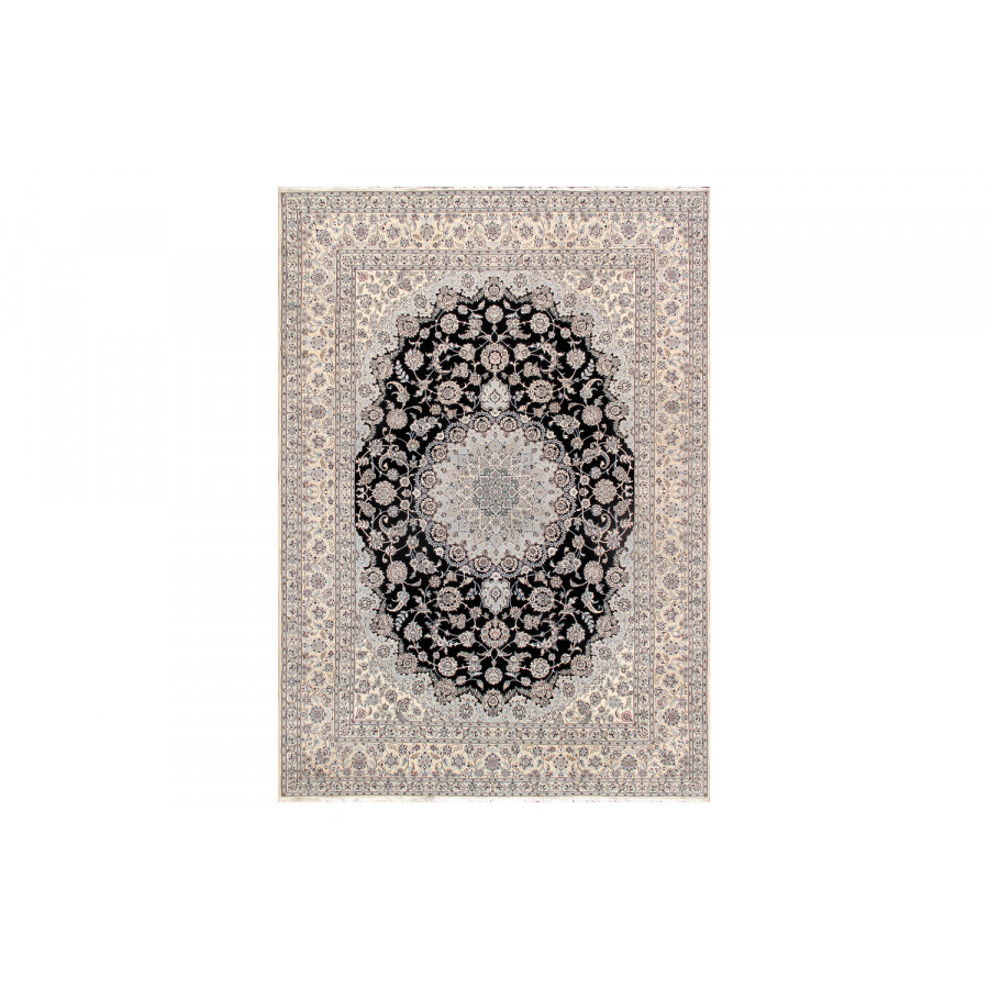 Pasargad - Nain Collection Hand-Knotted Navy/Ivory Wool Area Rug 119'' x 157'' (045629)