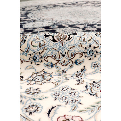 Pasargad - Nain Collection Hand-Knotted Navy/Ivory Wool Area Rug 119'' x 157'' (045629)