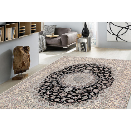 Pasargad - Nain Collection Hand-Knotted Navy/Ivory Wool Area Rug 119'' x 157'' (045629)