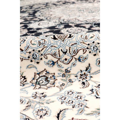 Pasargad - Nain Collection Hand-Knotted Navy/Ivory Silk and Wool Area Rug 118'' x 166'' (045630)