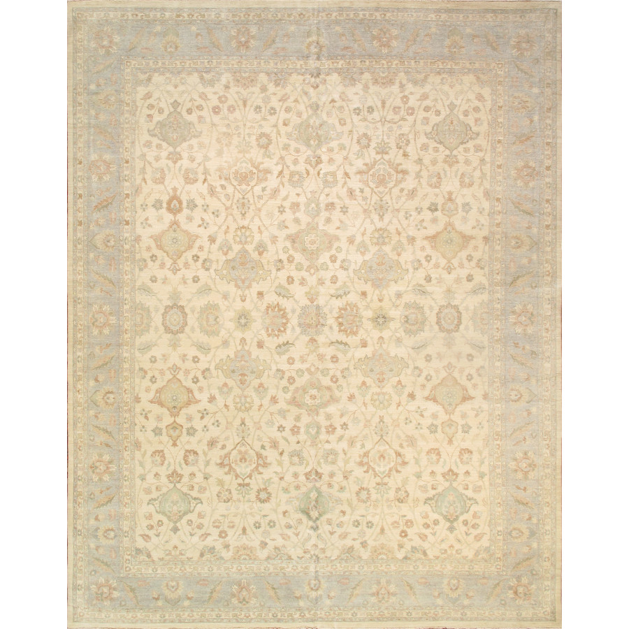 Pasargad - Melody Collection Hand-knotted Wool Area Rug in Ivory/L. Blue, 142" x 180" (78363 12x15)