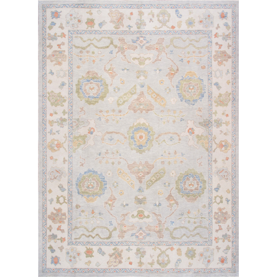 Pasargad - Oushak Collection Hand-Knotted Wool Area Rug in L. Blue/Ivory, 109" x 151" (78365 9x13)