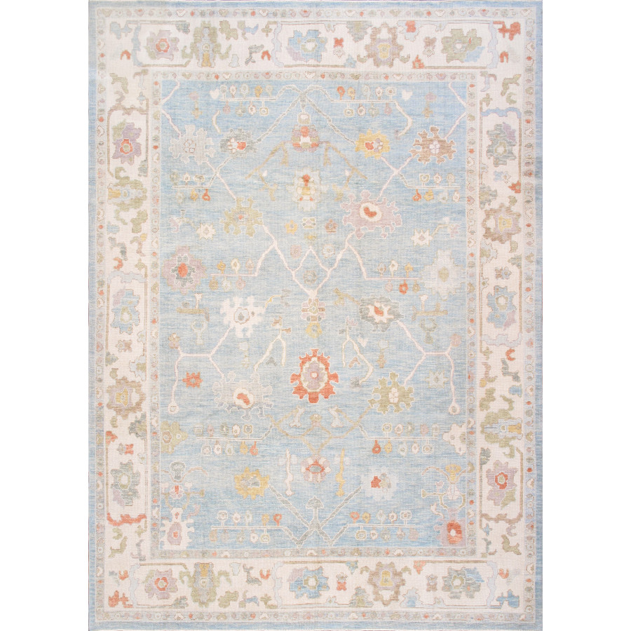 Pasargad - Oushak Collection Hand-Knotted Wool Area Rug in Blue/Ivory, 113" x 155" (78366 9x13)