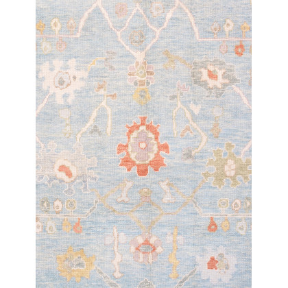 Pasargad - Oushak Collection Hand-Knotted Wool Area Rug in Blue/Ivory, 113" x 155" (78366 9x13)